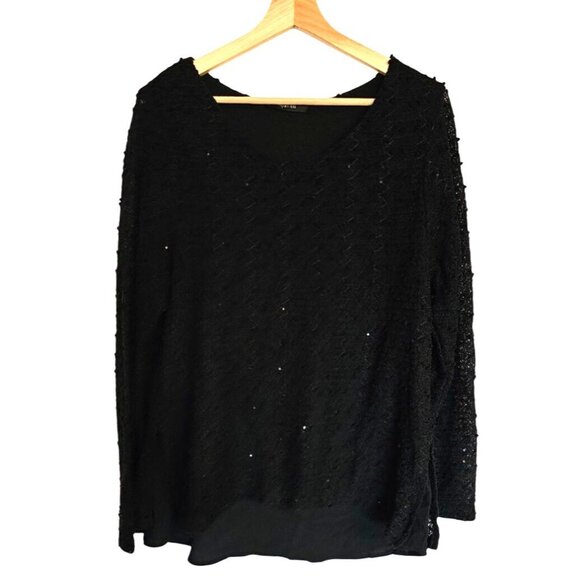 Style & Co. Tops - Style & Co Beaded‎ Blouse Size Medium Black long sleeve